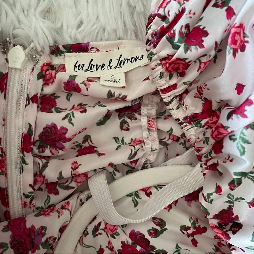 For Love and Lemons Melrose Silky Floral Bustier Coquette Mini Dress Size S - Picture 9 of 10